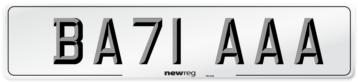 BA71 AAA Number Plate from New Reg